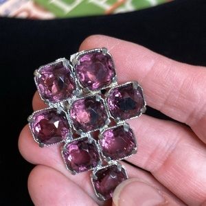 Vintage silver and purple clip brooch